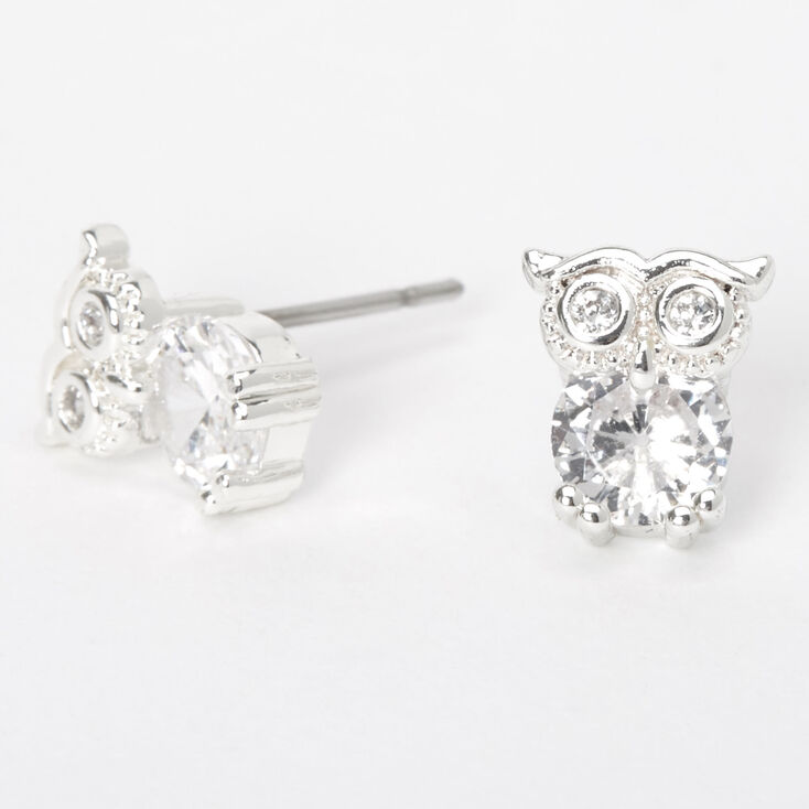 Details about  / Sterling Silver Pink OWL Stud Earrings Gift Box